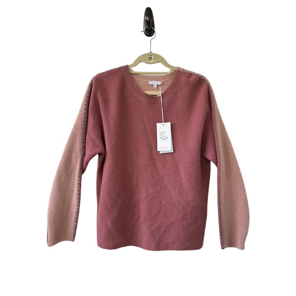 Johnny Was Calme Sweater Cashmere Color Block Waffle Texture Women's Size Medium